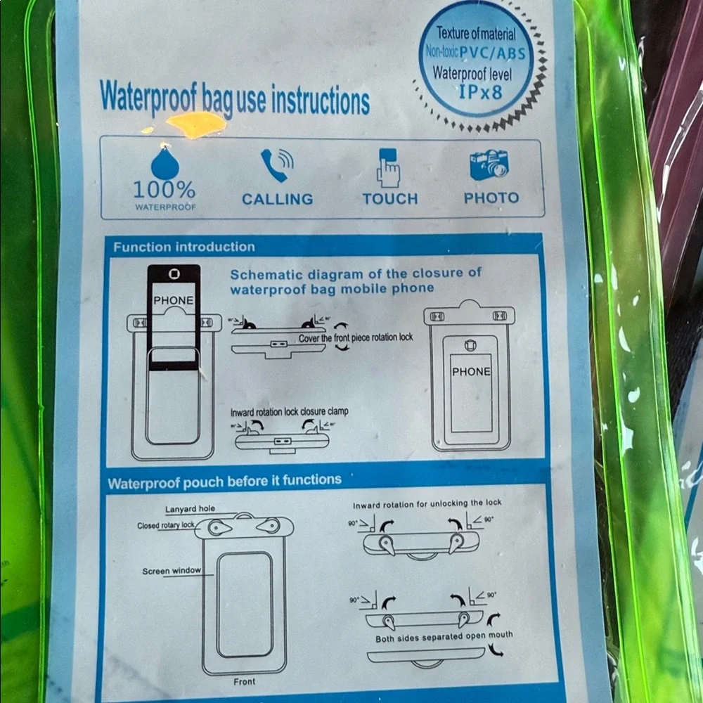 Waterproof Phone Pouches in Pink, Green, and Black